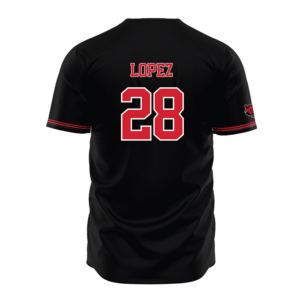 Arkansas State - NCAA Baseball : Joey Lopez - Black Jersey-1