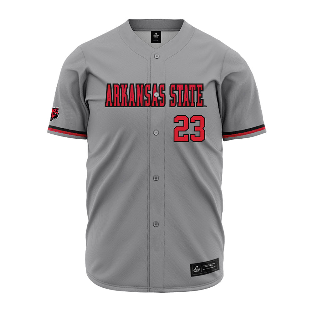 Arkansas State - NCAA Baseball : Sam Peterson - Grey Jersey-0