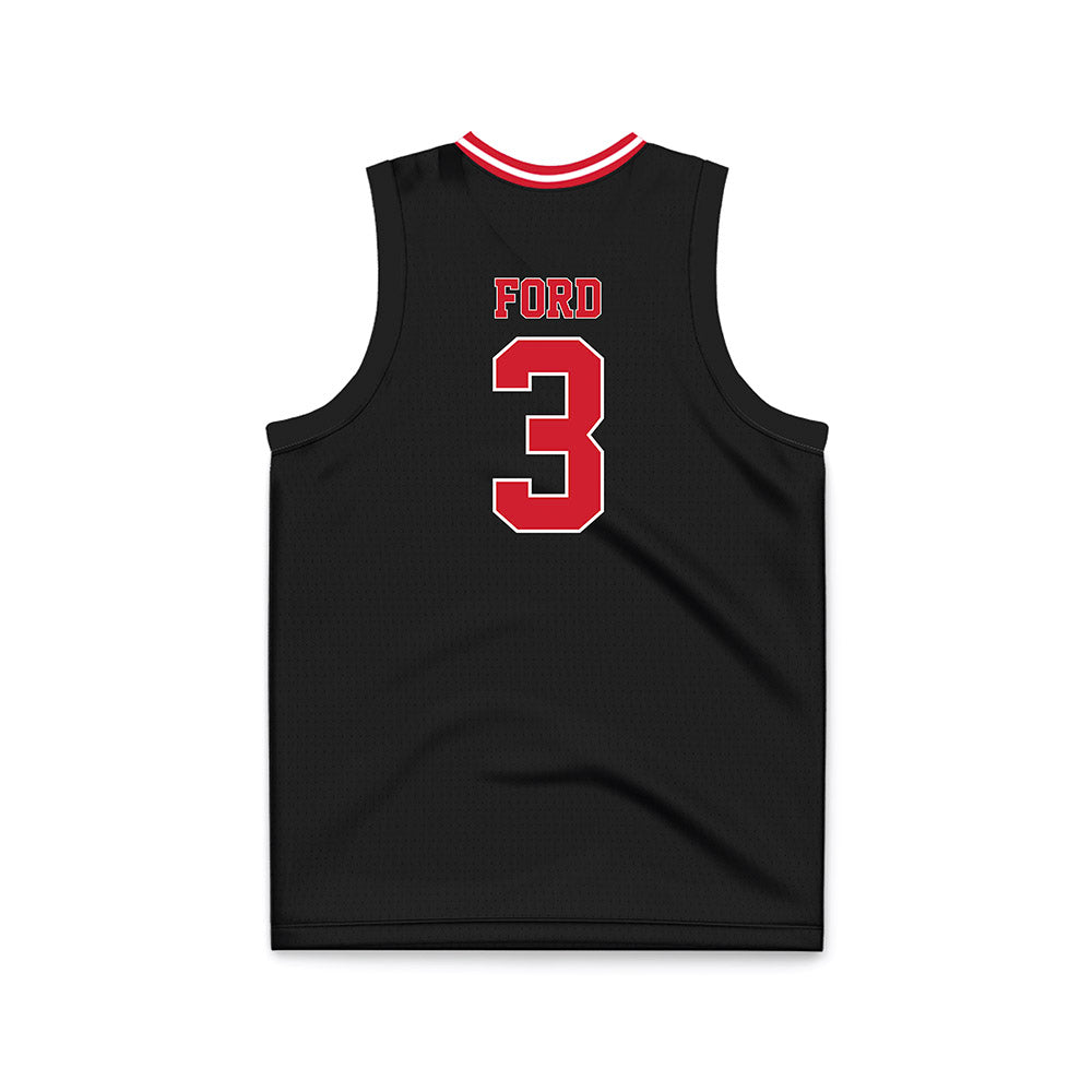 Arkansas State - NCAA Men's Basketball : Derrian Ford - Black Basketball Jersey