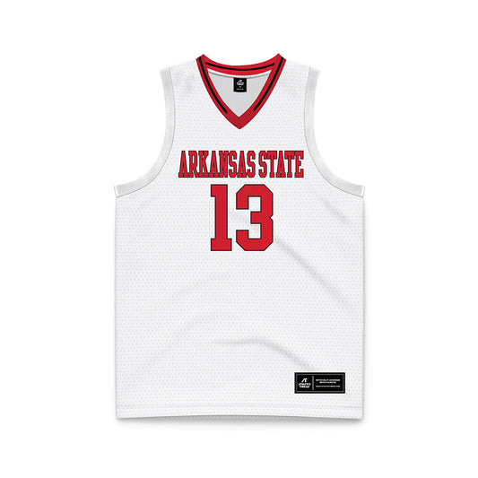 Arkansas State - NCAA Men's Basketball : Aly Tounkara - White Basketball Jersey-0
