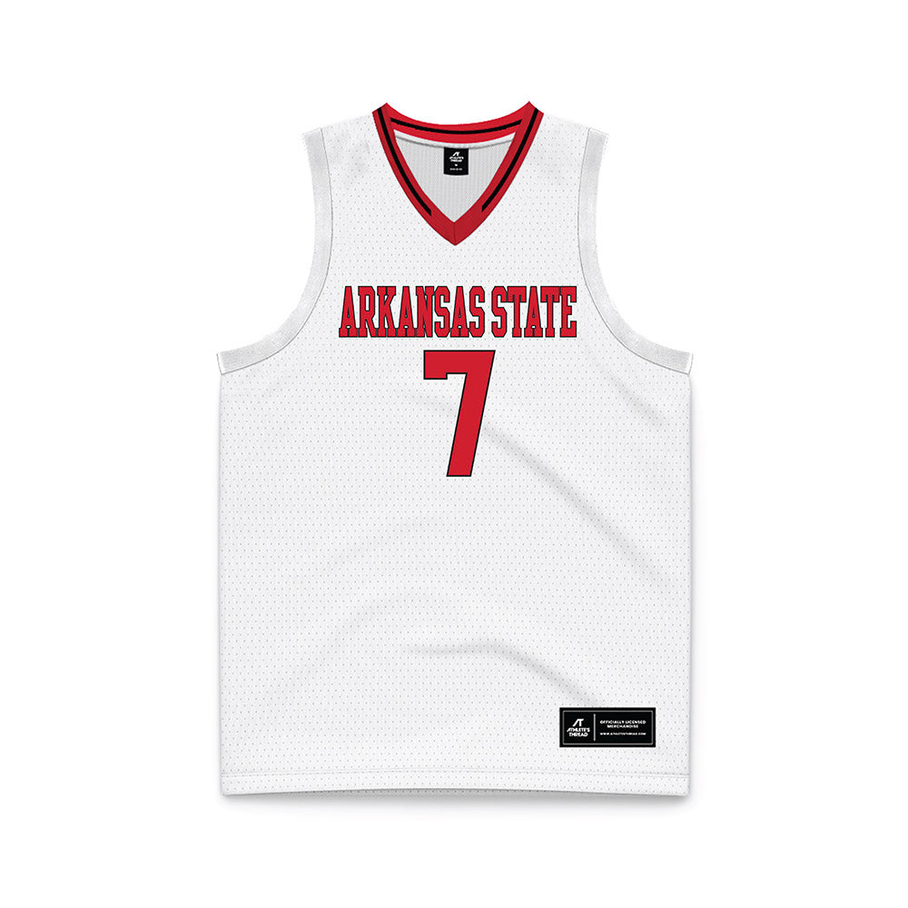 Arkansas State - NCAA Men's Basketball : Zane Butler - White Basketball Jersey