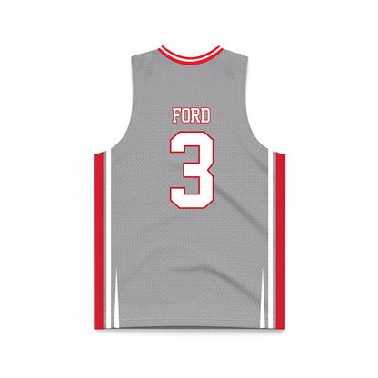 Arkansas State - NCAA Men's Basketball : Derrian Ford - Grey Basketball Jersey