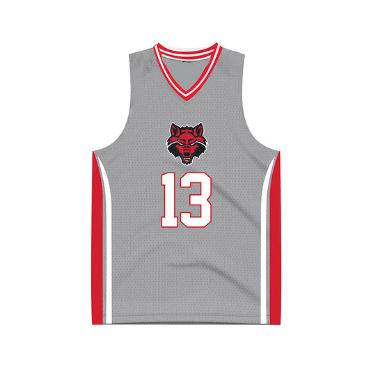 Arkansas State - NCAA Men's Basketball : Aly Tounkara - Grey Basketball Jersey-0