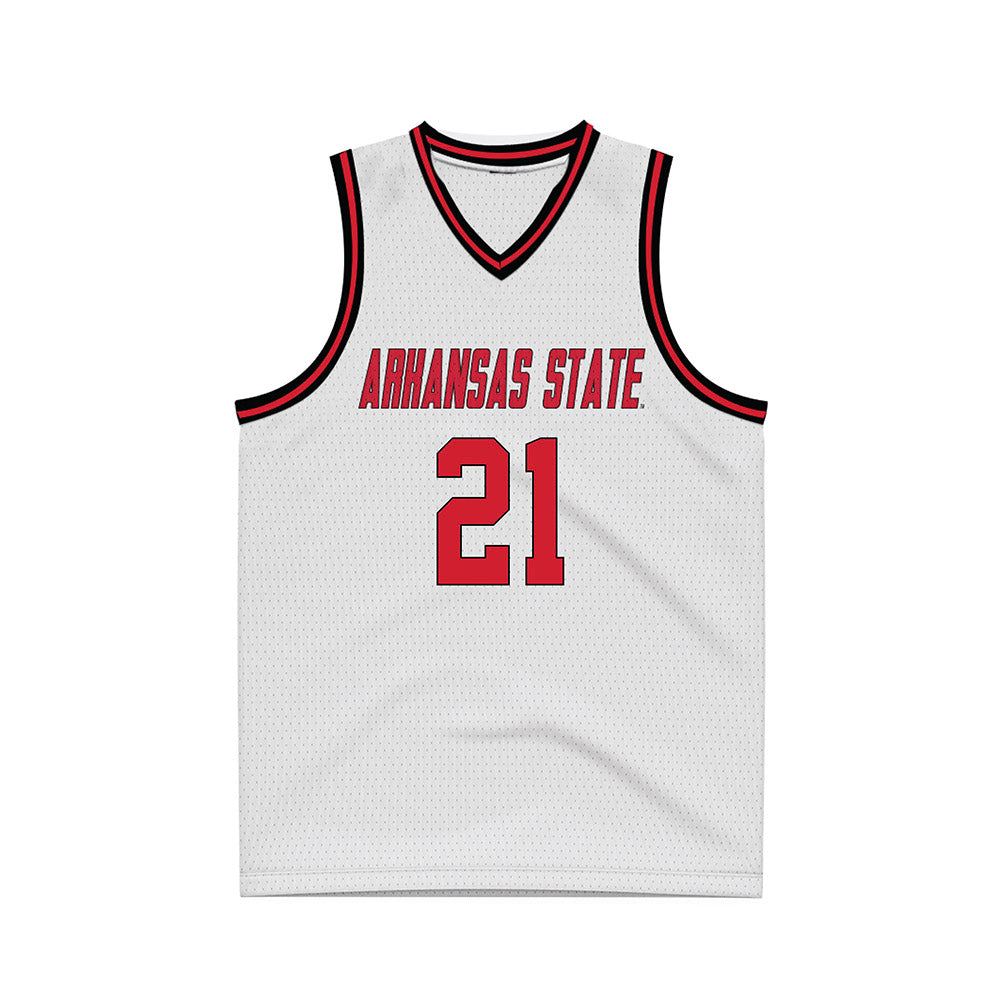 Arkansas State - NCAA Women's Basketball : Zyion Shannon - White Basketball Jersey