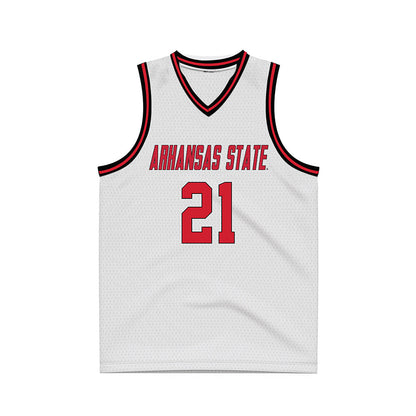 Arkansas State - NCAA Women's Basketball : Zyion Shannon - White Basketball Jersey