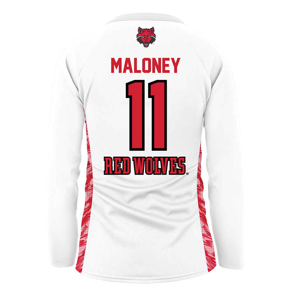 Arkansas State - NCAA Women's Volleyball : Mia Maloney - White Volleyball Jersey