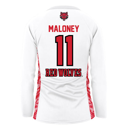 Arkansas State - NCAA Women's Volleyball : Mia Maloney - White Volleyball Jersey