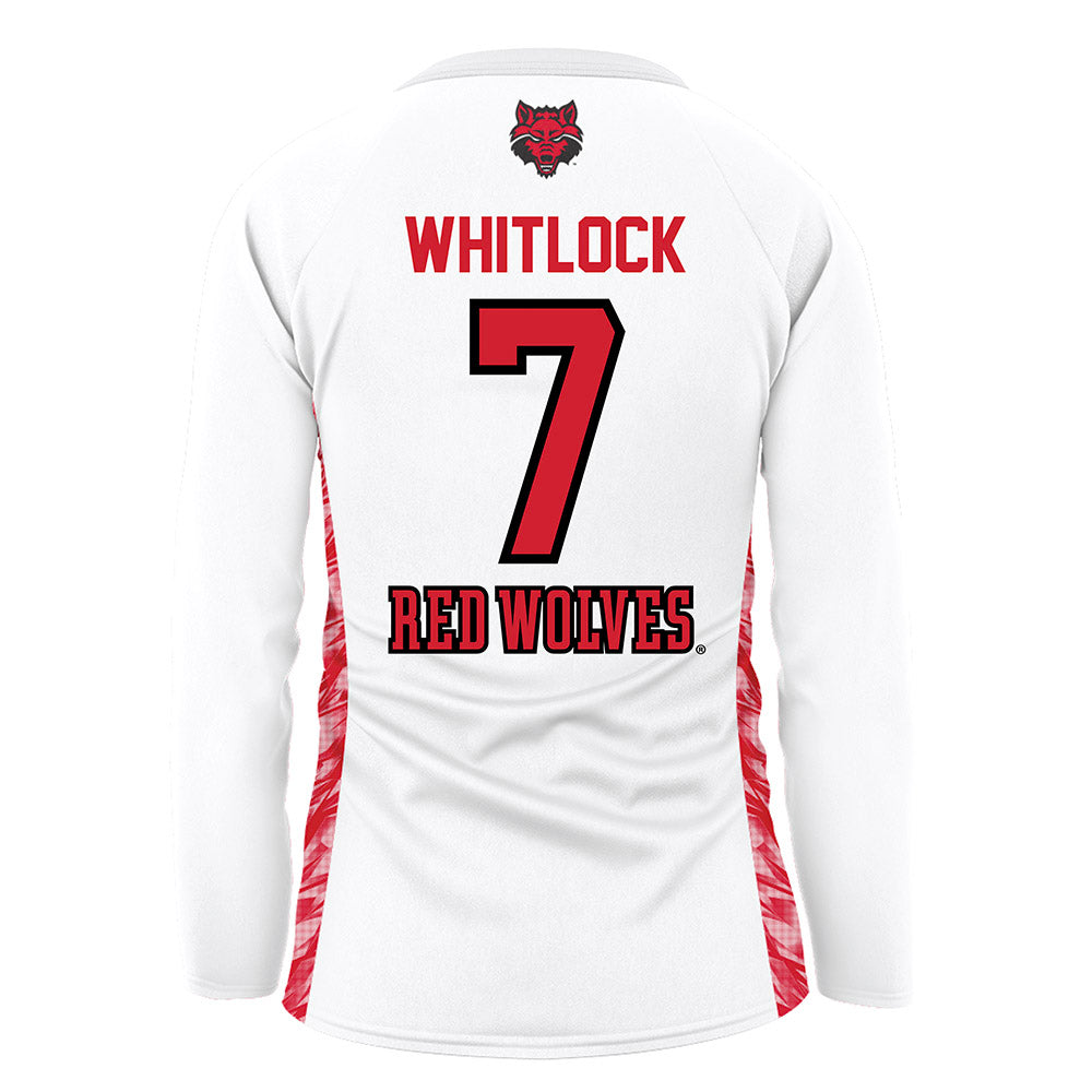 Arkansas State - NCAA Women's Volleyball : Kaitlin Whitlock - White Volleyball Jersey