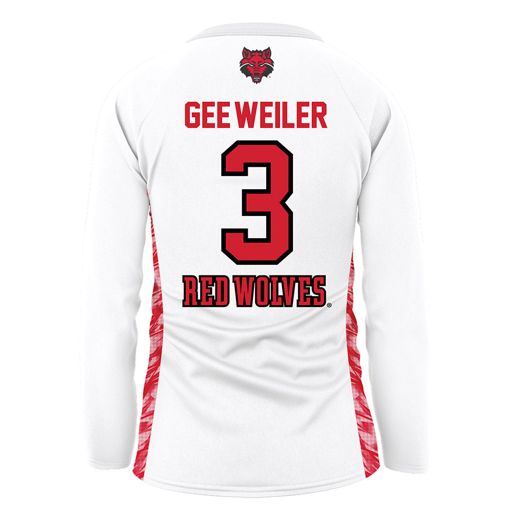 Arkansas State - NCAA Women's Volleyball : Elizabeth Gee-Weiler - White Volleyball Jersey