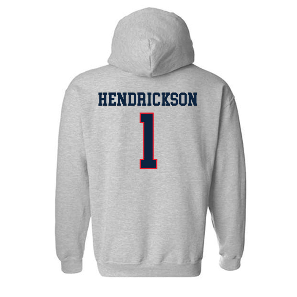 UConn - NCAA Men's Ice Hockey : Kam Hendrickson - Classic Shersey Hooded Sweatshirt-1