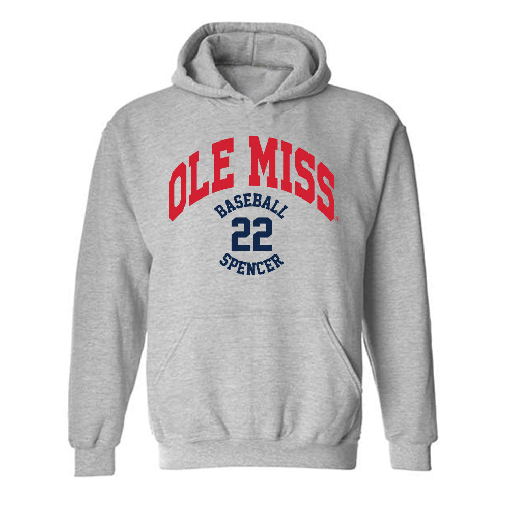 Ole Miss - NCAA Baseball : Connor Spencer - Classic Fashion Shersey Hooded Sweatshirt-0