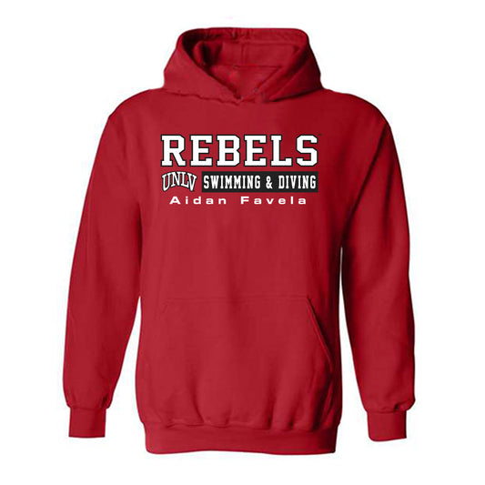 UNLV - NCAA Men's Swimming & Diving : Aidan Favela - Classic Fashion Shersey Hooded Sweatshirt-0