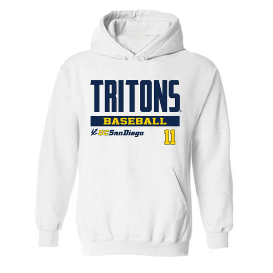 UCSD - NCAA Baseball : Quincey Brown - Classic Fashion Shersey Hooded Sweatshirt-0