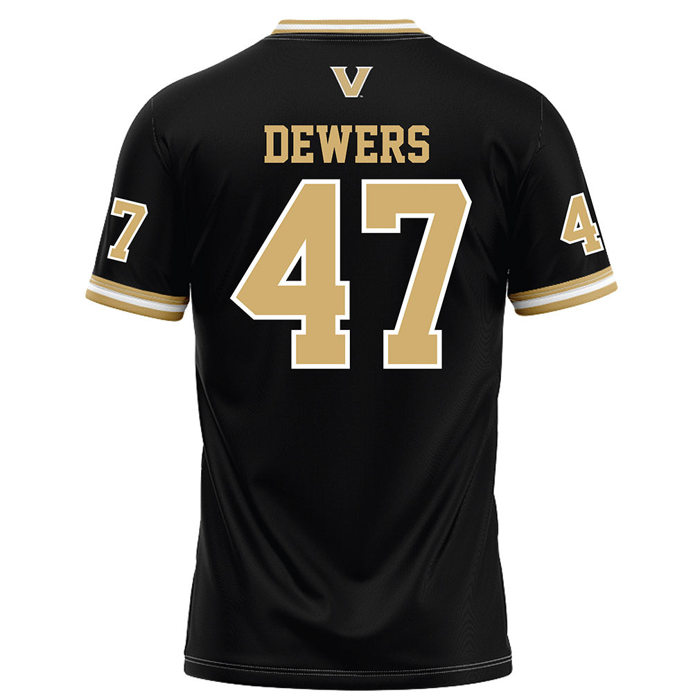 Vanderbilt - NCAA Football : Justin Dewers - Black Football Jersey-1