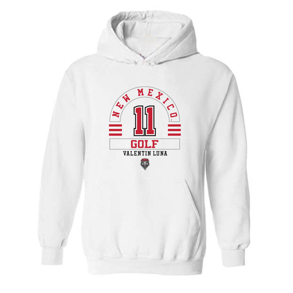 New Mexico - NCAA Men's Golf : Valentin Luna - Classic Fashion Shersey Hooded Sweatshirt-0