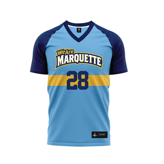 Marquette - NCAA Men's Soccer : Mads Horgoien - Blue Soccer Jersey-0