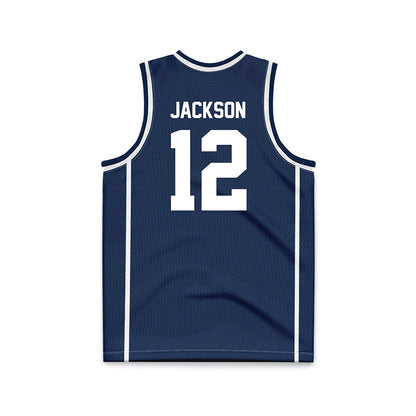 BU - NCAA Women's Basketball : Saniya Jackson - Navy Basketball Jersey-1