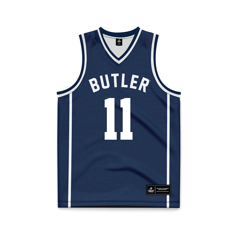Butler - NCAA Men's Basketball : Finley Bizjack - Navy Basketball Jersey-0