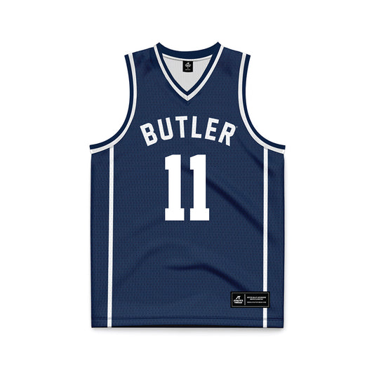 Butler - NCAA Men's Basketball : Finley Bizjack - Navy Basketball Jersey-0