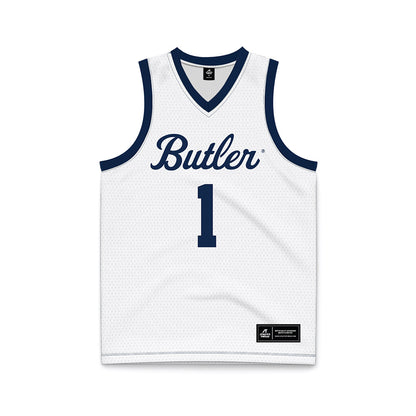 Butler - NCAA Men's Basketball : Evan Haywood - White Basketball Jersey-0