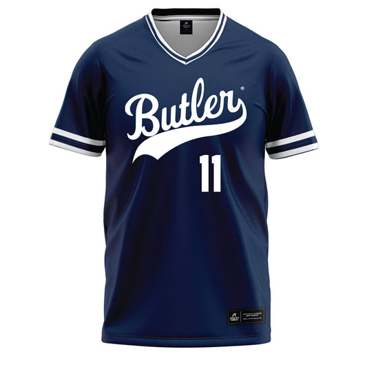 BU - NCAA Baseball : Drew Charney - Navy Baseball Jersey