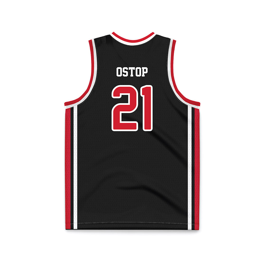 Fairfield - NCAA Men's Basketball : Tanner Ostop - Black Basketball Jersey-1