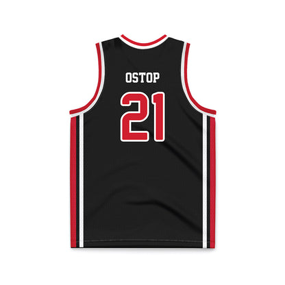 Fairfield - NCAA Men's Basketball : Tanner Ostop - Black Basketball Jersey-1