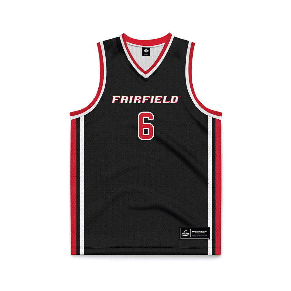 Fairfield - NCAA Men's Basketball : Aidan May - Black Basketball Jersey