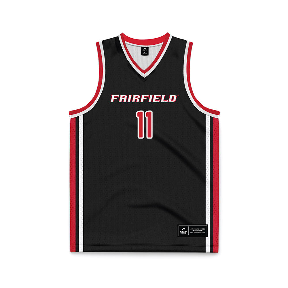 Fairfield - NCAA Men's Basketball : Halon Rawlins - Black Basketball Jersey-0