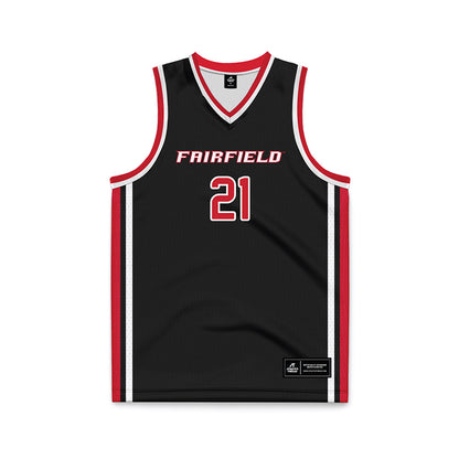 Fairfield - NCAA Men's Basketball : Tanner Ostop - Black Basketball Jersey-0