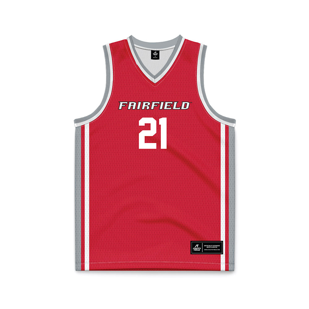 Fairfield - NCAA Men's Basketball : Tanner Ostop - Red Basketball Jersey-0