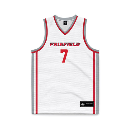 Fairfield - NCAA Men's Basketball : Ryan Zan - White Basketball Jersey-0
