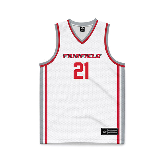 Fairfield - NCAA Men's Basketball : Tanner Ostop - White Basketball Jersey-0