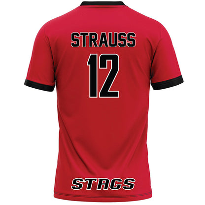 Fairfield - NCAA Women's Lacrosse : Anna Strauss - Red Lacrosse Jersey-1