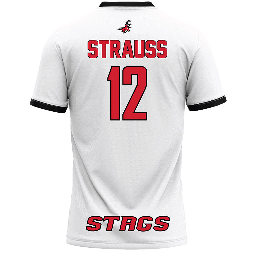 Fairfield - NCAA Women's Lacrosse : Anna Strauss - White Lacrosse Jersey-1