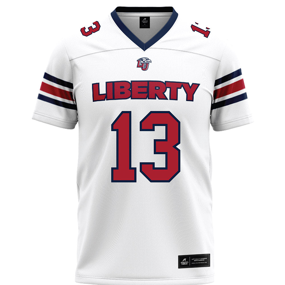 Liberty - NCAA Football : Damond Harmon - White Premium Football Jersey-0