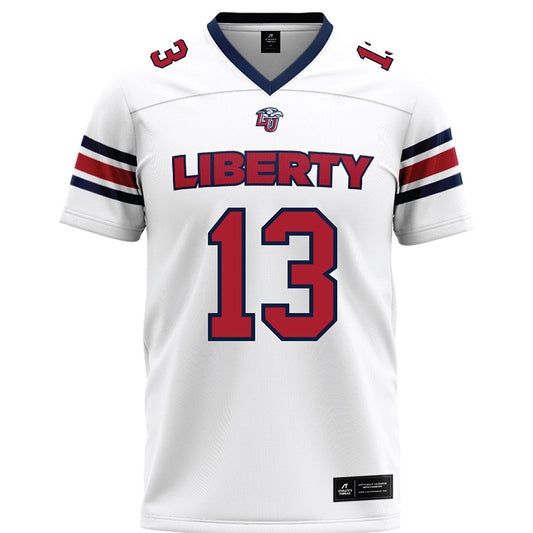 Liberty - NCAA Football : Damond Harmon - White Premium Football Jersey-0