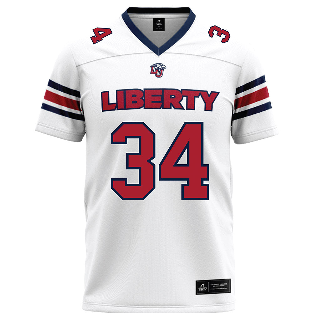 Liberty - NCAA Football : Seneca Moore Jr. - White Premium Football Jersey-0
