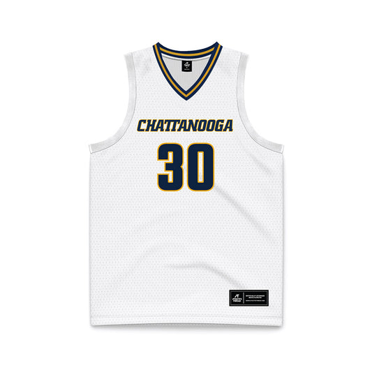 UTC - NCAA Men's Basketball : Josh Bowman - White Basketball Jersey-0