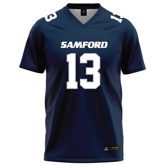 Samford - NCAA Football : Logan Cross - Navy Football Jersey