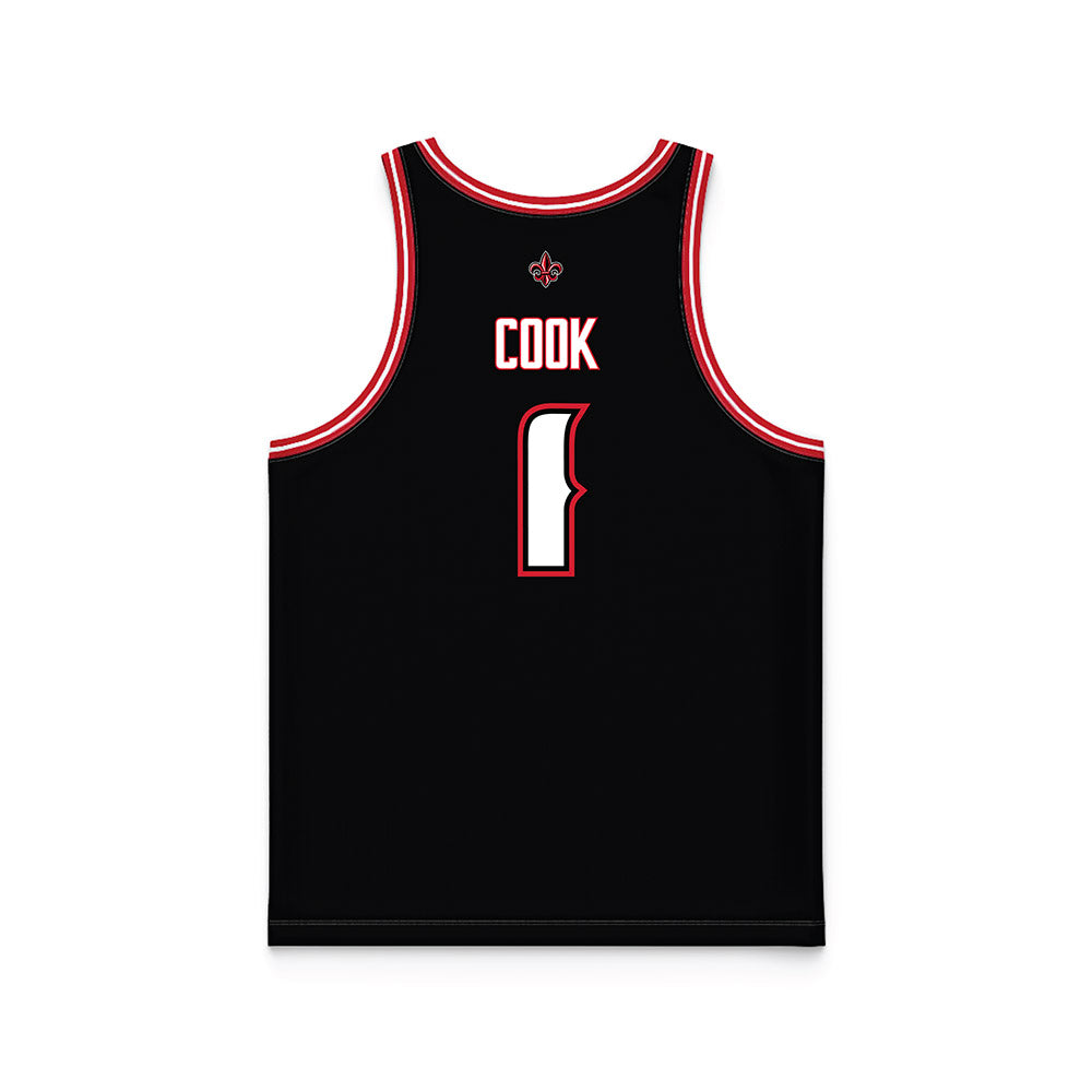 Louisiana - NCAA Men's Basketball : Zeke Cook - Black Basketball Jersey-1