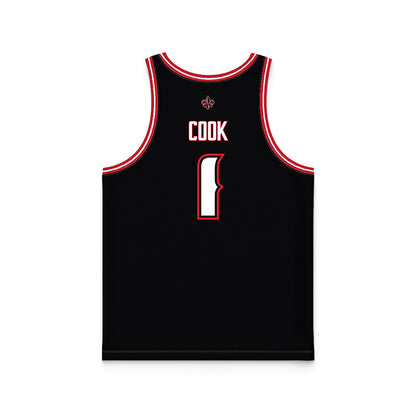Louisiana - NCAA Men's Basketball : Zeke Cook - Black Basketball Jersey-1
