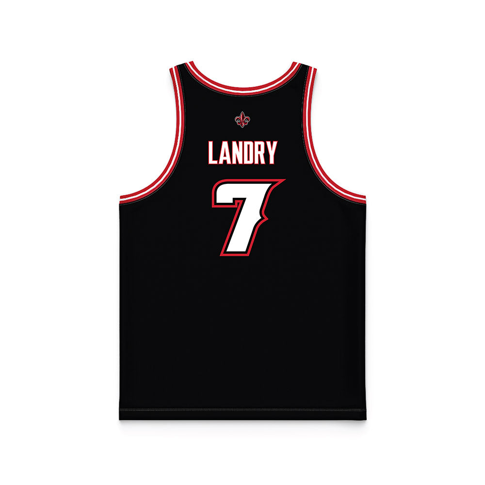 Louisiana - NCAA Men's Basketball : Christian Landry - Black Basketball Jersey-1