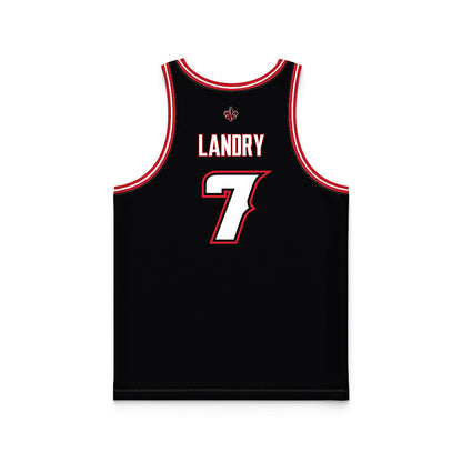 Louisiana - NCAA Men's Basketball : Christian Landry - Black Basketball Jersey-1