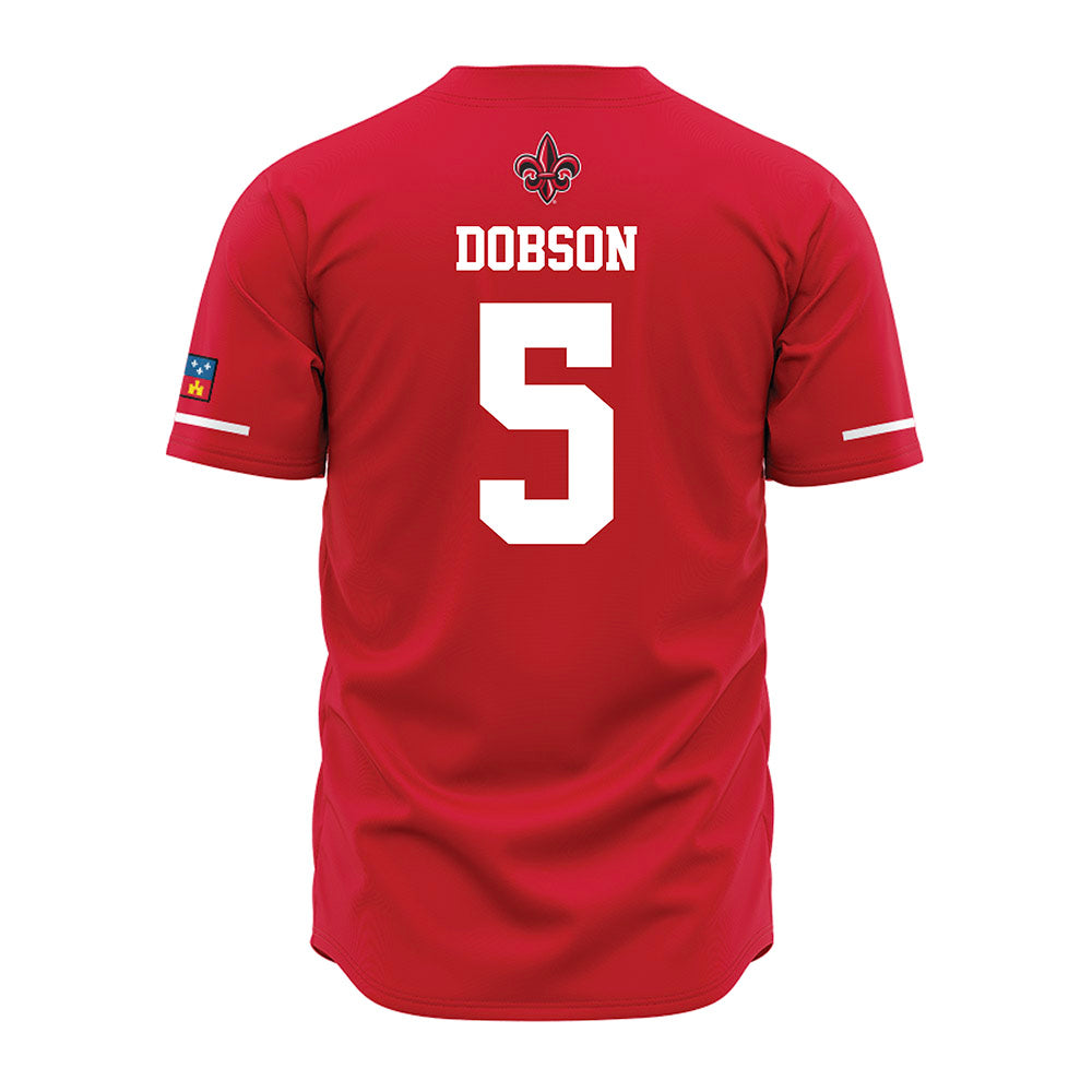 Louisiana - NCAA Baseball : Howard Dobson - Red Jersey-1