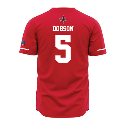 Louisiana - NCAA Baseball : Howard Dobson - Red Jersey-1