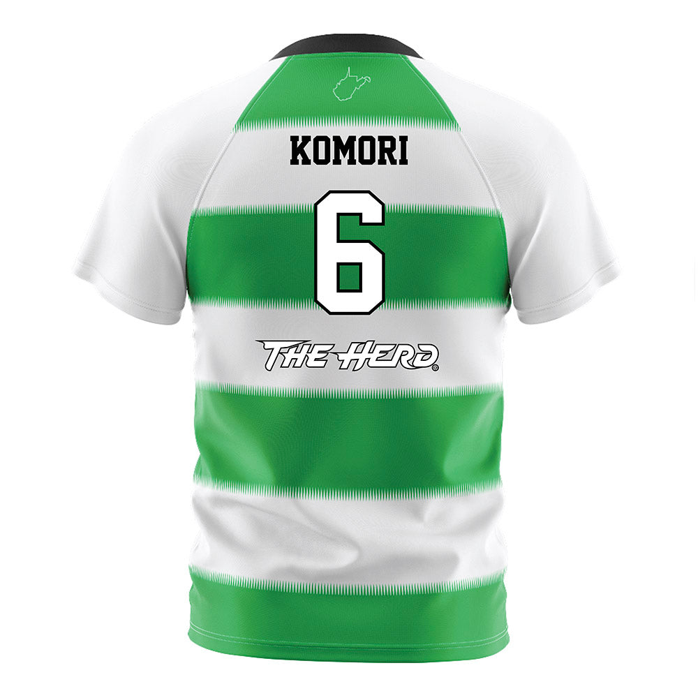 Marshall - NCAA Women's Soccer : Ami Komori - Green Stripes Soccer Jersey-1