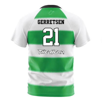 Marshall - NCAA Women's Soccer : Abigail Gerretsen - Green Stripes Soccer Jersey