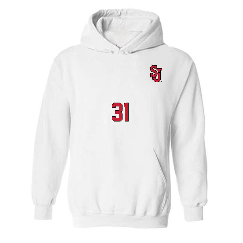 St. Johns - NCAA Women's Soccer : Maddie Mariani - Replica Shersey Hooded Sweatshirt-0