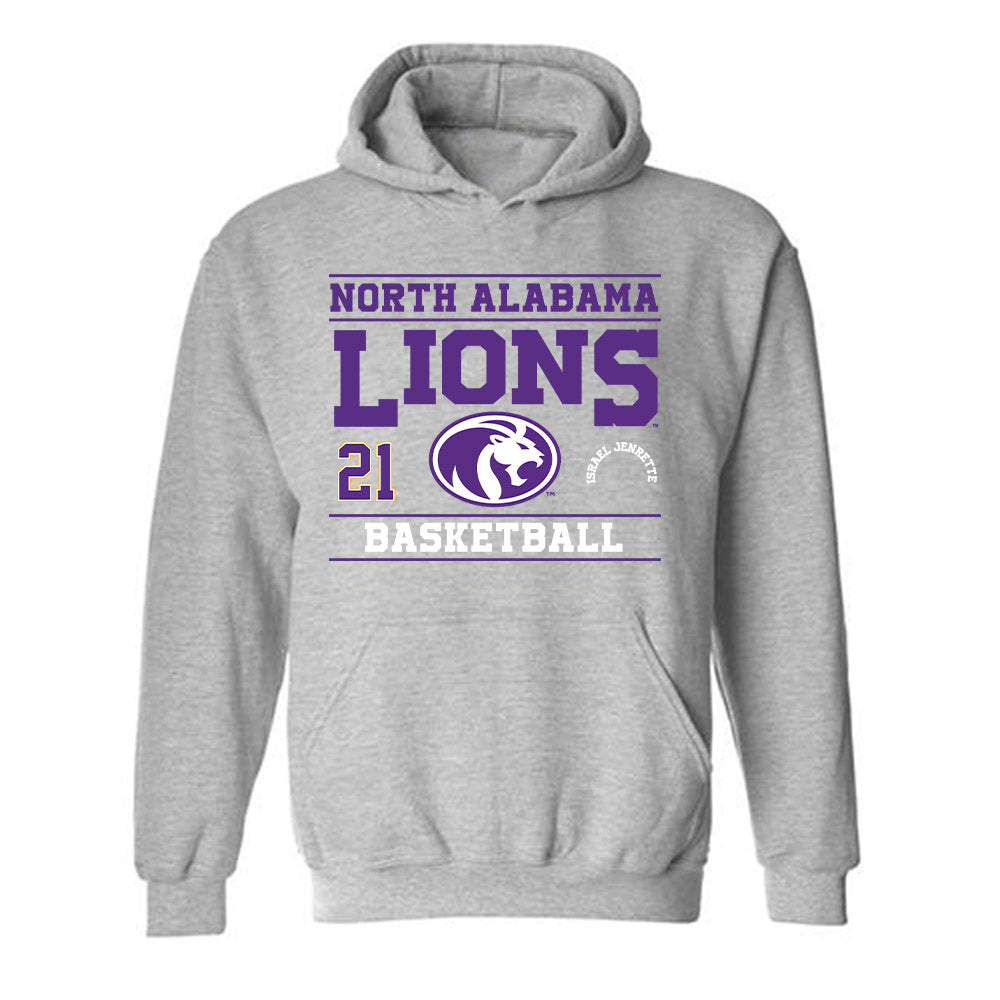 North Alabama - NCAA Men's Basketball : Israel Jenrette - Classic Fashion Shersey Hooded Sweatshirt-0